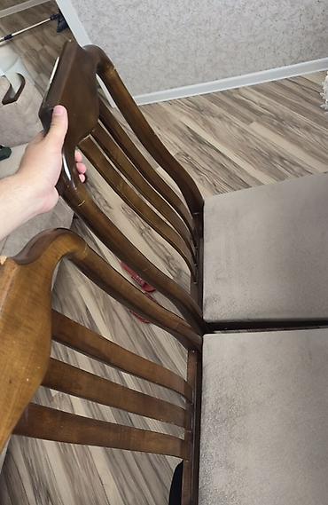 madeyra mebel stol stul: Qonaq otağı üçün, İşlənmiş, Açılmayan, Dördbucaq masa, 6 stul — 3