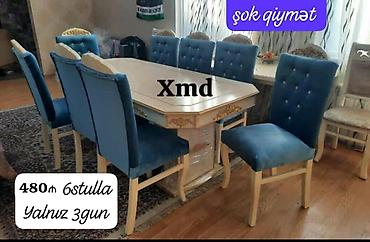 Ev və bağ: Qonaq otağı üçün, Yeni, Açılmayan, Dördbucaq masa, 6 stul — 3