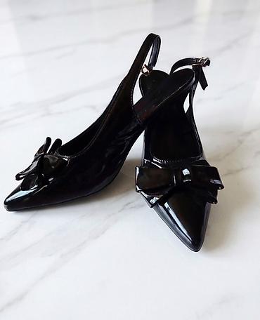 botinka ayaqqabılar: Qadın ayaqqabısı – laklı qara slingback - Rəng: qara (parlaq laklı — 1