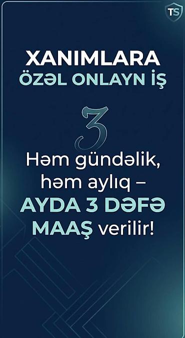 ismayıllıda qadın işi: Satış məsləhətçisi tələb olunur, Yalnız qadınlar üçün, İstənilən yaş, Təcrübəsiz, Ayda 2 dəfə ödəniş — 1