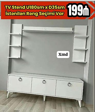 тумба угловая: TV stendi və asma rəflər dəsti - Ölçü: U 180 sm x D 35 sm - Rəng — 1