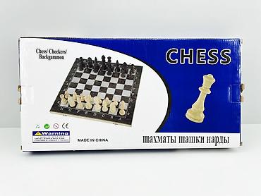 şahmat daşları: №: 14012 Məhsulun adı: Şahmat + dama + nərd (3-ü 1-də) A-78, plastik — 1