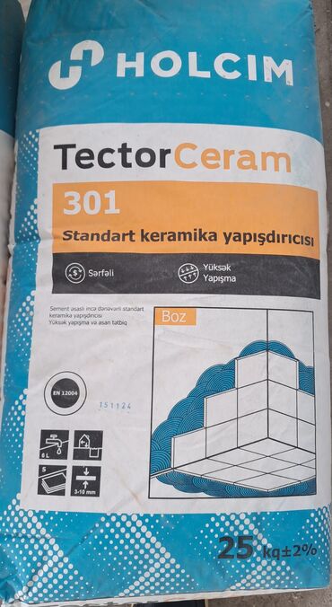Digər quru inşaat materialları: Holcim sementleri 300,400,500-6.85 Kafel yapisdiricilari tector — 19
