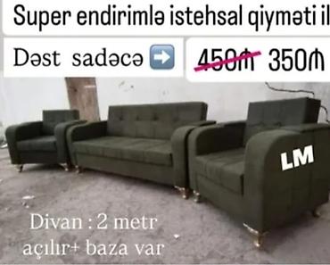 divan taxta: Divan-kreslo dəsti - Rəng: tünd yaşıl - Dəst tərkibi: 1 ədəd 2 — 1