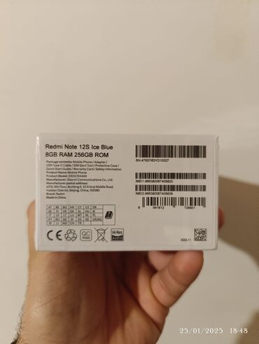 xiaomi powerbank: Xiaomi Redmi Note 12S, 256 GB, rəng - Mavi, 
 İki sim kartlı, Face ID, Sənədlərlə