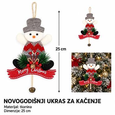 KMT Viseći ukras sneško od tkanine 2905312 Dekorativni božićni viseći