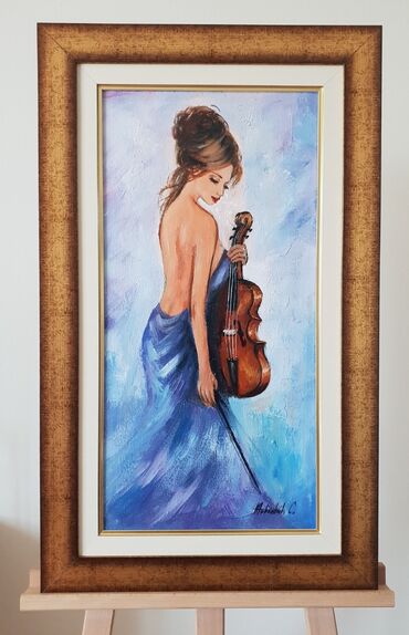 74 oglasa | lalafo.rs: Snizeno! Ulje na platnu - Devojka sa violinom, prelepo umetnicko delo!