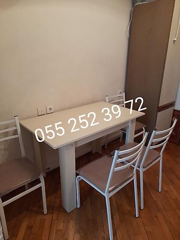 Masa və oturacaq dəstləri: Qonaq otağı üçün, Yeni, Açılmayan, Dördbucaq masa, 4 stul — 4