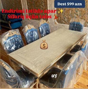 Masa və oturacaq dəstləri: Yeni, 6 stul