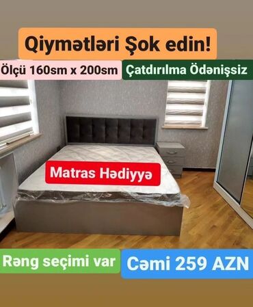 TV altlığı: Yeni, İkinəfərlik çarpayı, Bazasız, Matras ilə, Siyirməsiz, Azərbaycan