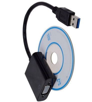 Аксессуары для ТВ и видео: Кабель адаптер USB 3.0 на VGA - внешний видео конвертер для