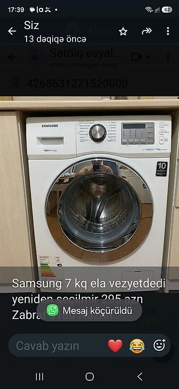 Məişət texnikası: Samsung 7 kq ela vezyetdedi yeniden seçilmir 295 azn Zabrat s180 — 1