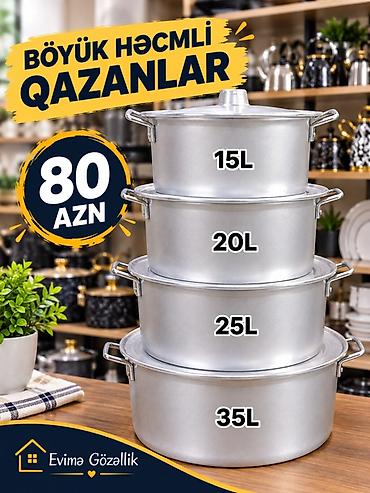 19 litrelik su qablari: Qazan, rəng - Gümüşü, Alüminium — 1