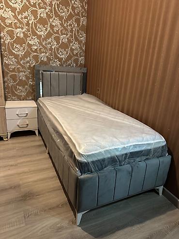 Çarpayılar: Tək nəfərlik yumşaq başlıqlı çarpayı və ortopedik döşək dəsti - Ölçü — 3