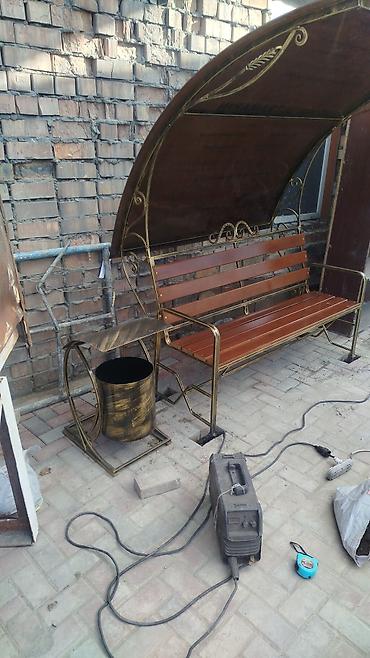 Мебель: Скамейка Металл, Со спинкой, С крышей — 6