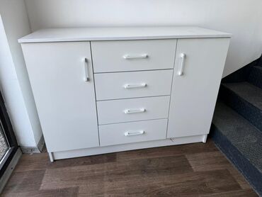 варианты прикроватных тумбочек: Кийим үчүн комод, Жаңы, Күзгүсүз, ЛДСП, түсү - Ак, Акысыз жеткирүү