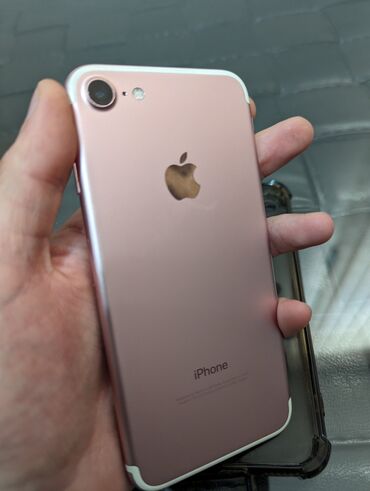 IPhone 7, Б/у, 128 ГБ, Розовый, Защитное стекло, Чехол, Кабель, 100 %