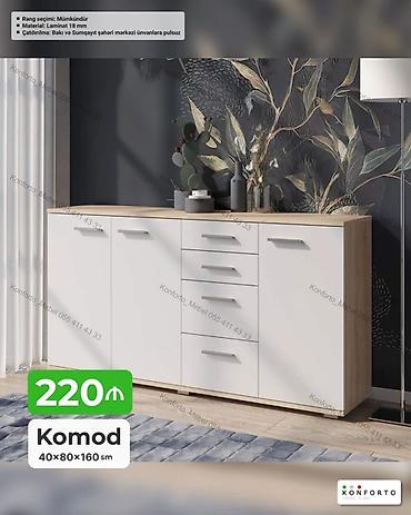 Komod – 40×80×160 sm - Model: İki qapılı, mərkəzdə 4 çəkməcəli komod lalafo.az -da Komod – 40×80×160 sm - Model: İki qapılı, mərkəzdə 4 çəkməcəli komod