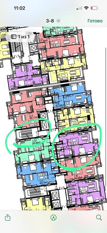 81: 2 комнаты, 64 м², Кок-Жар мкр Элитка, 5 этаж, ПСО (под самоотделку) — 2