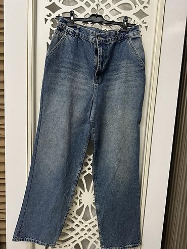 enli cins salvarlar: Geniş kəsimli mavi cins şalvar - Material: klassik denim (pambıq — 1