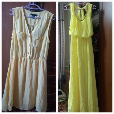 желтое вечернее платье: Два платья, одевала по 1 разу. Длинное только для фотосессии. Размер М