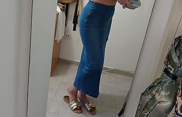 pull: Teget teksas suknja – midi/duga dužina, uskog kroja - Materijal — 1
