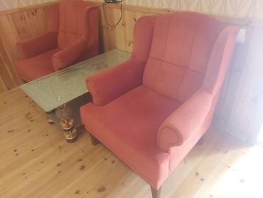 kreditle divanlar: Qırmızı rengde olan, 1 divan, 2 kreslo, yaxşı veziyyetde, temiz — 5