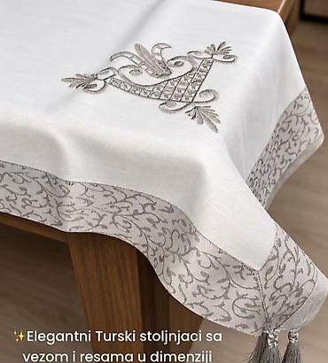 trampoline za decu: ✨️Elegantni Turski stoljnjaci sa vezom i resama u dimenziji 160x220 - — 3