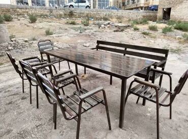 Masa və oturacaq dəstləri: Balkon üçün, Yeni, Açılmayan, Dördbucaq masa, 12 stul — 24