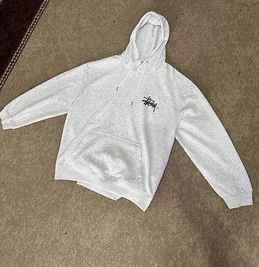 nike tech flecce: Свитшот-худи Stüssy, светло-серый меланж. - Классический крой с — 1