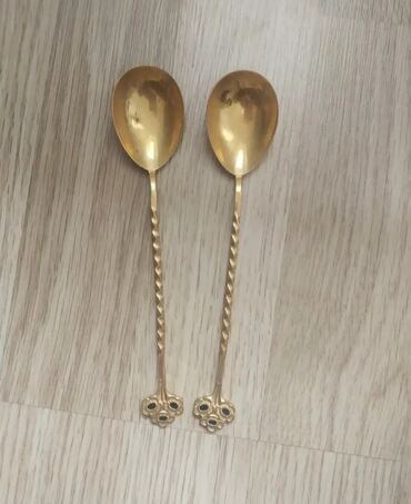 элитные 3 комнатные квартиры: Qızılı çay qaşıqları – 2 ədəd dəst - Material: metal üzərində qızılı