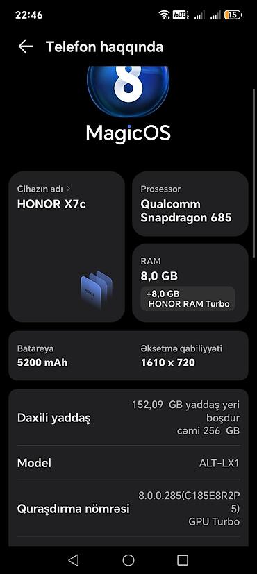 honor ×8: Honor X7c, 256 GB, rəng - Yaşıl, İki sim kartlı — 2