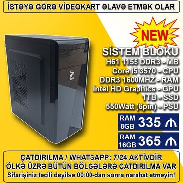 alfa romeo gtv 2 mt: Sistem Bloku "H61/Core i5 3570/8-16GB Ram1TB SSD" Ofis üçün Sistem