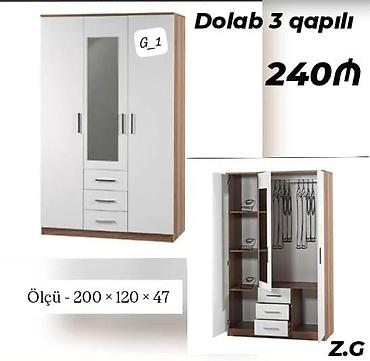taxta skamya: Dolab 3 qapılı – 240₼ Ölçü: 200 × 120 × 47 sm - 3 qapılı dizayn — 1