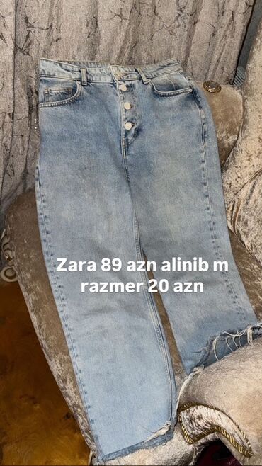 uzun cins pencekler: Джинсы, Zara, M, цвет - Голубой at lalafo.az uzun cins pencekler: Джинсы, Zara, M, цвет - Голубой