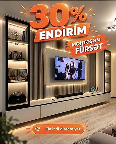 divar refi: TV divar sistemi – müasir dizayn - İnteqrə LED işıqlandırma: şaquli — 1
