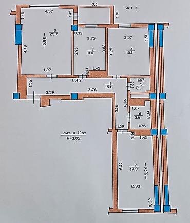 отель бишкек: 3 комнаты, 95 м², Элитка, 10 этаж — 10