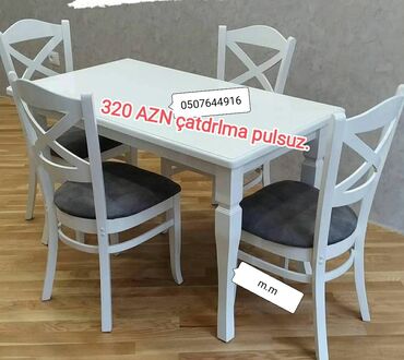 Masa və oturacaq dəstləri: Mətbəx üçün, Yeni, Açılmayan, Dördbucaq masa, 4 stul — 17