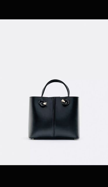 женский кошелек для документов: Черная женская сумка-Zara mini bag тоут из гладкой кожи с двумя