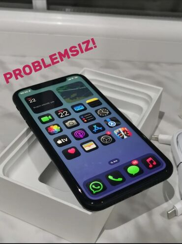 телефон iphone: IPhone Xr, 128 GB, Jet Black, Face ID, Sənədlərlə