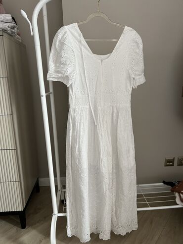 платье белый: Повседневное платье, Лето, Длинная модель, M (EU 38)