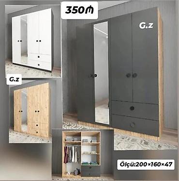 hamam kranti: Giyim dolabı – 3 qapılı, güzgülü model - Ölçü: 200 × 160 × 47 sm — 1