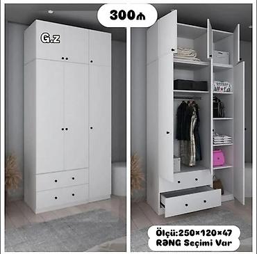 qarderob paltar dolabi: Geyim şkafı – çoxfunksiyalı dizayn - Ölçü: 250 × 120 × 47 sm - Rəng — 1