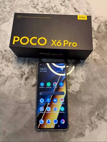 телифоны: Poco X6 Pro 5G, Б/у, 256 ГБ, цвет - Черный, eSIM, 2 SIM