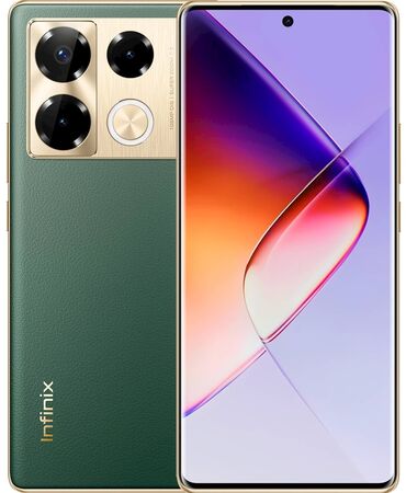 телефон fly cumulus 1: Infinix Note 40 Pro, 256 ГБ, цвет - Зеленый, Сенсорный, Беспроводная зарядка, С документами