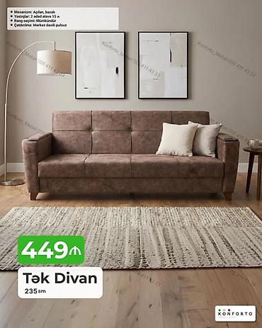 Tək Divan – 235 sm - Mexanizm: açılan, bazalı (yataq funksiyası və