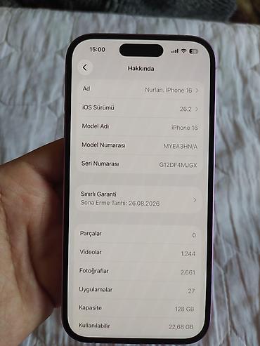 Apple iPhone: IPhone 16, 128 GB, Çəhrayı, Face ID — 7