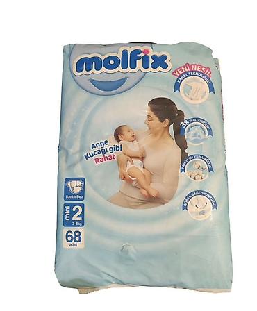 Molfix uşaq bezi – Mini 2 ölçü (3–6 kq), 68 ədədlik paket. Göbək bağı