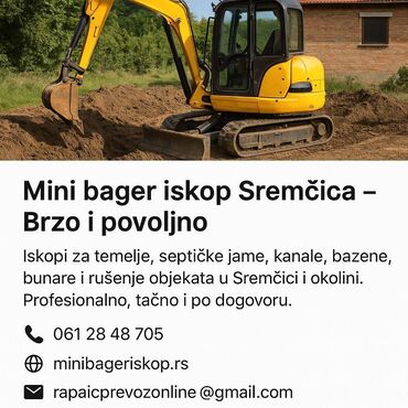 Građevinarstvo i rekonstrukcija: Mini bager iskop Barajevo – Sve vrste iskopa Mini bager za iskope u — 6