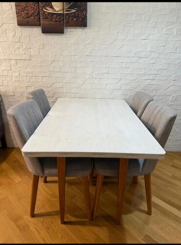 Digər mebel: Mətbəx üçün, Açılmayan, Dördbucaq masa, 4 stul
